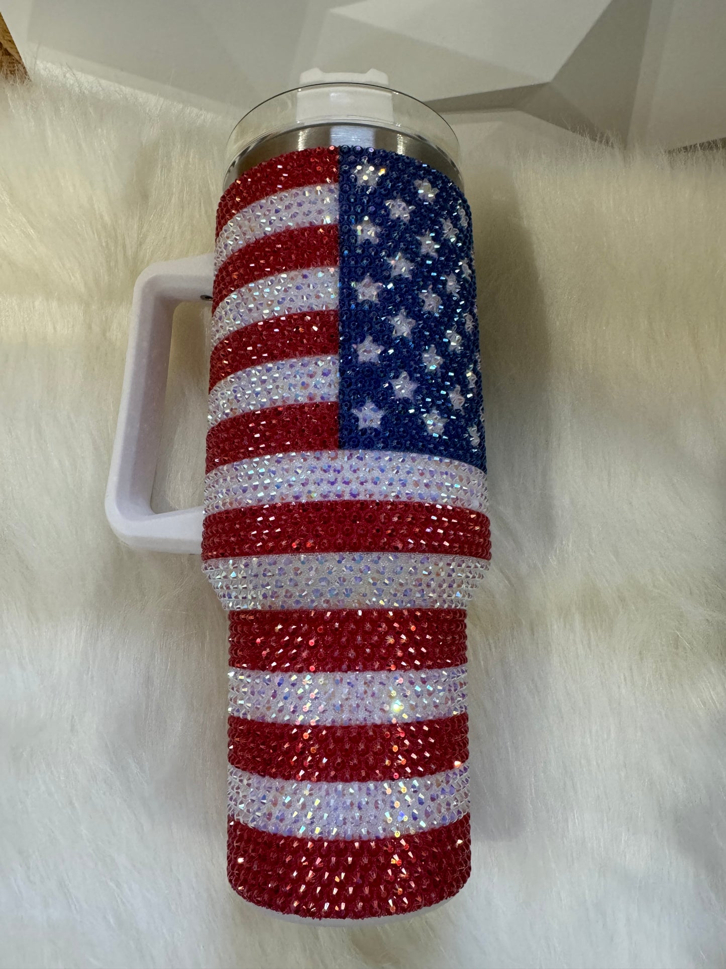 40oz Patriotic Bling Stainless Steel Tumbler Double insulated