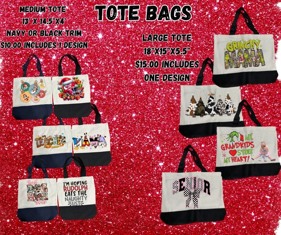 Canvas Tote bag 13'x14"x4 Can Personalize!