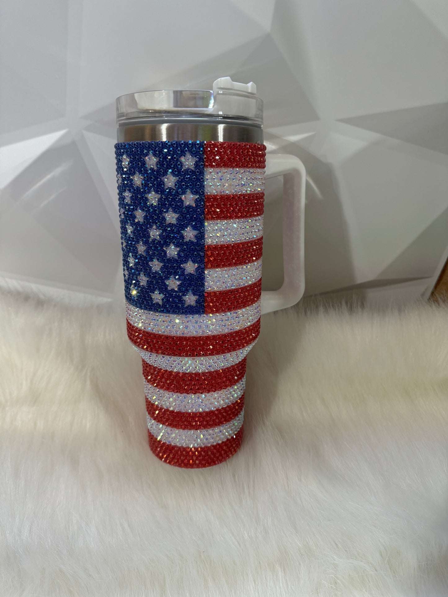 40oz Patriotic Bling Stainless Steel Tumbler Double insulated